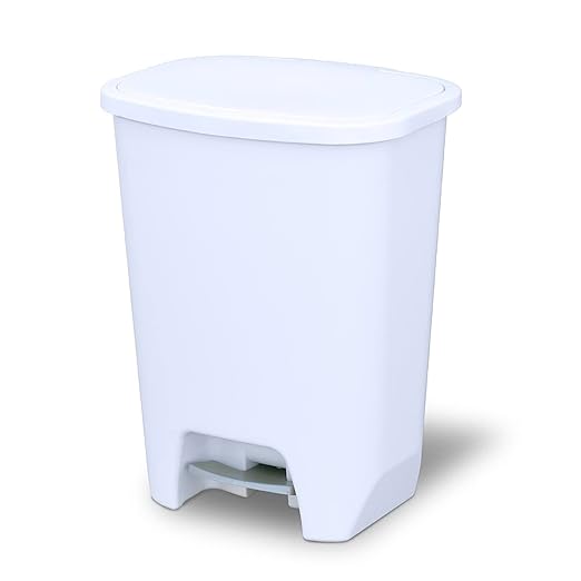Glad Kitchen Trash Can 20 Gallon | Large Plastic Waste Bin with Odor Protection of Lid | Hands Free with Step On Foot Pedal and Garbage Bag Rings, 20 Gallon, White