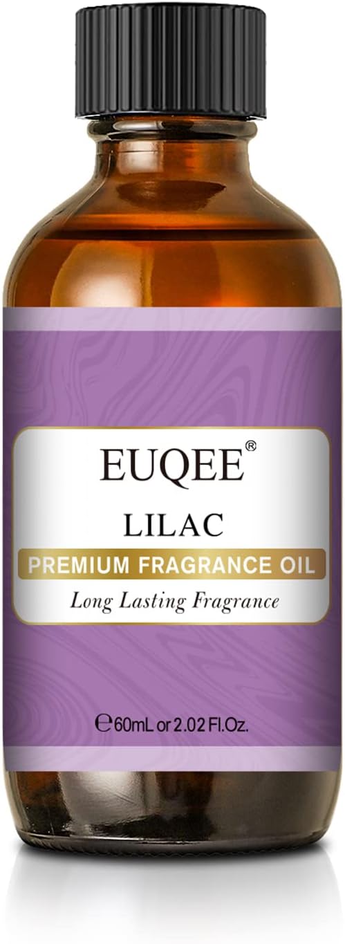 EUQEE Lilac Fragrance Oil, 60ml Premium Lilac Scented Oil Essential Oils with Glass Dropper for Diffusers, DIY Soap & Bath Bombs (2.02 Fl oz)
