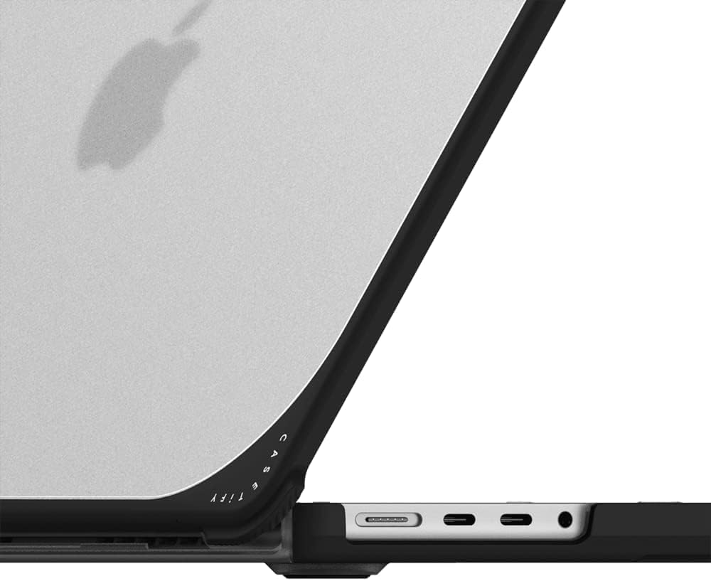 CASETiFY Bounce MacBook Pro 16-inch (M3/M4) Case [Enhanced Protective Corner Design/Ventilation Cutouts/Anti-Slip Grip] - Black Abstract Shapes by Corey Paige Designs - Clear Black