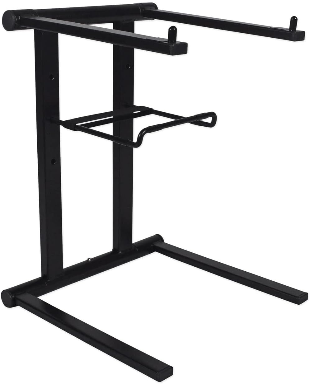 Rockville RLS2400 Lightweight Folding DJ Laptop Stand, Adjustable Height, Extra Shelf, Travel Bag, for DJs and Mobile Performers