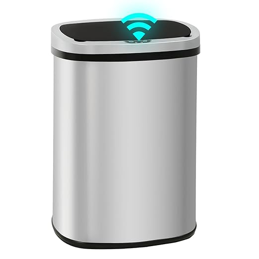 PayLessHere | 13 Gallon Stainless Steel Trash Can | Steel | Automatic Touchless Lid with Motion Sensor | Kitchen Garbage Can with Waterproof Design | for Home, Office, Bathroom | Pack of 1