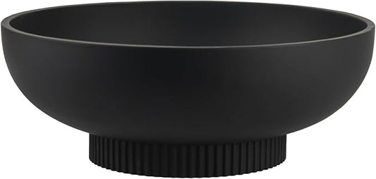 Deobath Large Resin Pedestal Decorative Bowl - Modern Handicraft Bowls for Home Decor - Fruit Bowl for Kitchen Counter - Key Bowl for Entryway Table,Matte Black