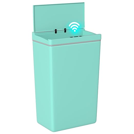 BestOffice 13 Gallon Trash Can Plastic Kitchen Trash Can Automatic Touch Free High-Capacity Garbage Can with Lid for Bedroom Bathroom Home Office 50 Liter Blue
