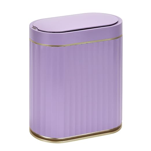 ELPHECO Bathroom Sensor Trash Can - 2 Gallon Automatic Garbage Can, IPX5 Waterproof Bathroom Trash Bin, Slim Garbage Can for Bathroom, Office, Bedroom, Living Room, Purple