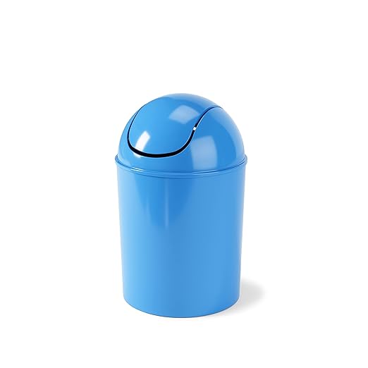 Umbra 1.25 Gallon Mini Waste Can with Removable Swing-Top Lid - Small Garbage Bin for Kitchen, Bathroom, Bedroom, Office - Compact Trash Can Fit Under Tables & Counters - Sky Blue