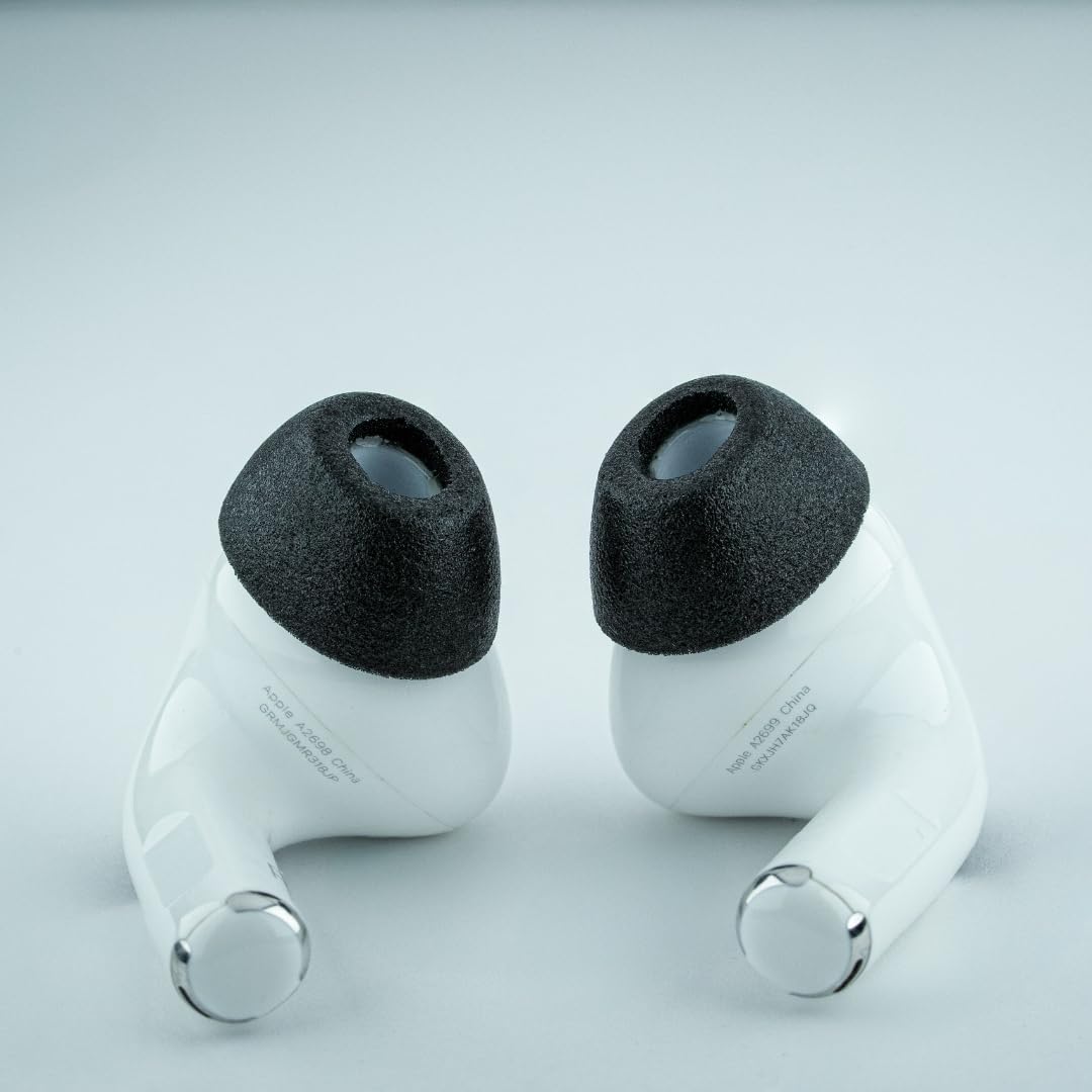 Comply TrueGrip MAX | Premium Memory Foam Replacement Earbud Tips for Apple AirPods Pro 1 & 2 | Long Lasting Comfort, Extreme Durability, Secure Fit, Superior Noise Isolation| Black (Large) (3 Pairs)
