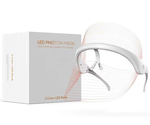 GOHIGK LED Face Mask Light Therapy Facial Photon Beauty Device with USB Cable 3 Colors LED Skin Care Treatment Mask for Facial Rejuvenation, Anti-Aging