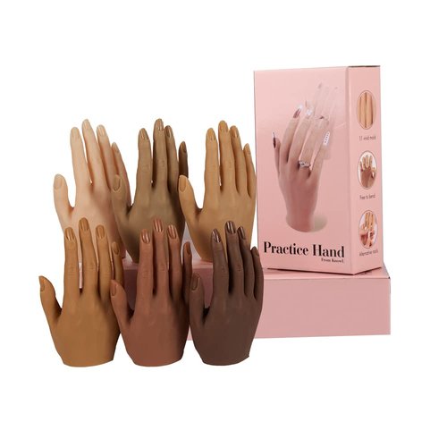 Practice Hand for Acrylic Nails Silicone Female Mannequin Life Size Hand with Insertable Nails for Nail Art Beginners/Nail Salon A Pair of Hands Color 3#Artists(18cm) Color3 A Pair
