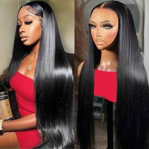 daparo Straight Lace Front Wigs Human Hair Pre Plucked 13x4 HD Transparent Lace Frontal Wigs Human Hair 180% Density Glueless Human Hair Wigs for Women Natural Black 30inch