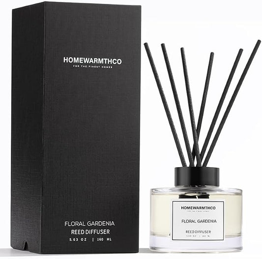 Gardenia Reed Diffuser Set – Premium Natural Fragrance Reed Diffusers for Home, Office, Bathroom, Kitchen, Shelf Décor Long-Lasting Scent with Non-Toxic Essential Oils Diffuser 5.63 oz, 160ml