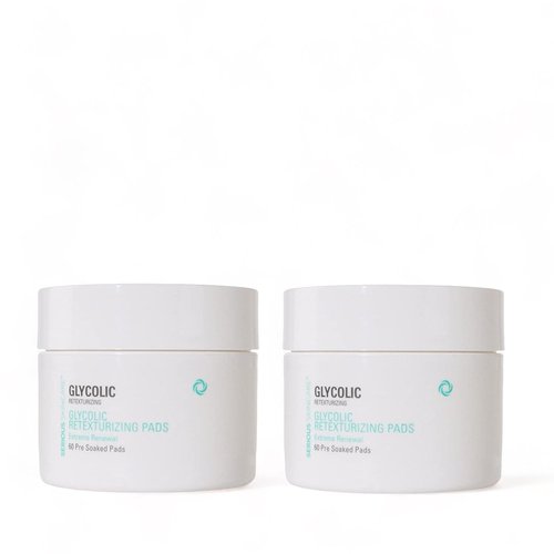 Serious Skincare - Glycolic Acid Resurfacing Face Pads for Smoother Skin - Exfoliates Dead Skin Cells - Pre-Soaked Cotton Disc - Vitamin E, ALoe -2 Pack (60 Pads Each)