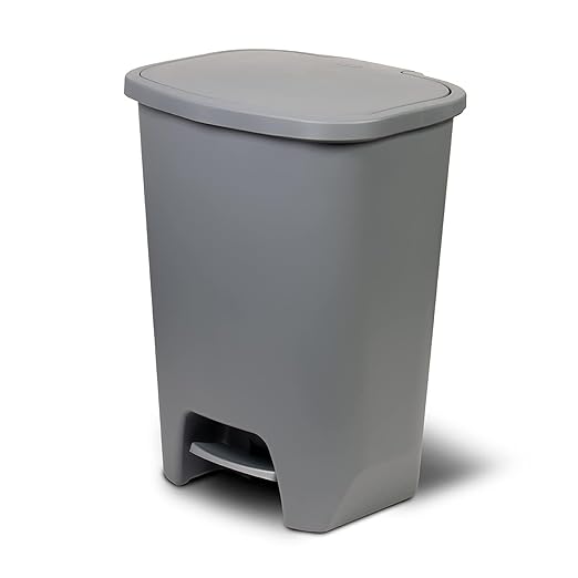 Glad 20 Gallon Trash Can with Clorox Odor Protection | Plastic Kitchen Waste Bin | Hands Free with Step On Foot Pedal and Garbage Bag Rings, Grey