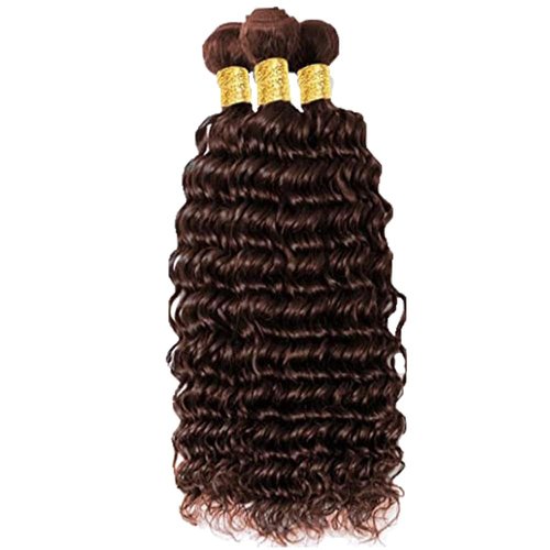 Peenoll Human Hair Bundles 18 20 22 Inch Chocolate Brown 4# Deep Wave Bundles Human Hair 100% Unprocessed Soft Sewn In Hair for Black Women with Double Weft