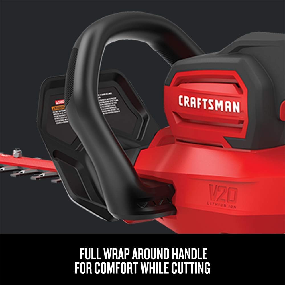 CRAFTSMAN V20 Cordless Hedge Trimmer, 22" with POWERSAW Branch Cutter, Battery and Charger Included (CMCHTS820D1)