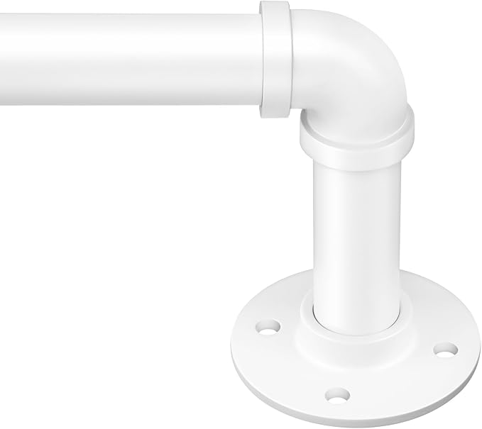 Zeerobee Curtain Rods for Windows 144 to 168, 1 Inch Industrial Wrap Around White Curtain Rod, Indoor/Outdoor Room Divider Adjustable Drapery Pole, 144"-168"