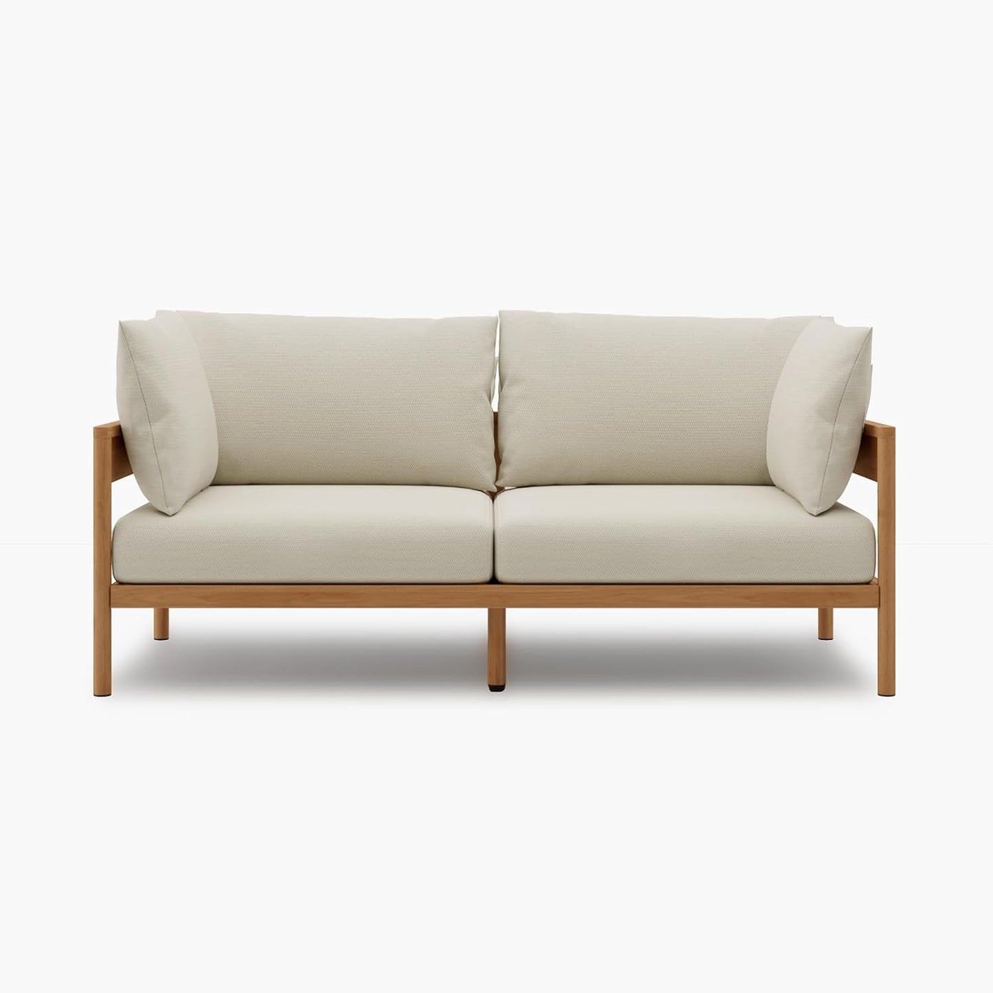 Acanva Modern Outdoor Patio Furniture Set, All-Weather Aluminium Conversation Sectional Sofa with Thick Cushions for Backyard, Garden, Porch, Loveseat, Beige