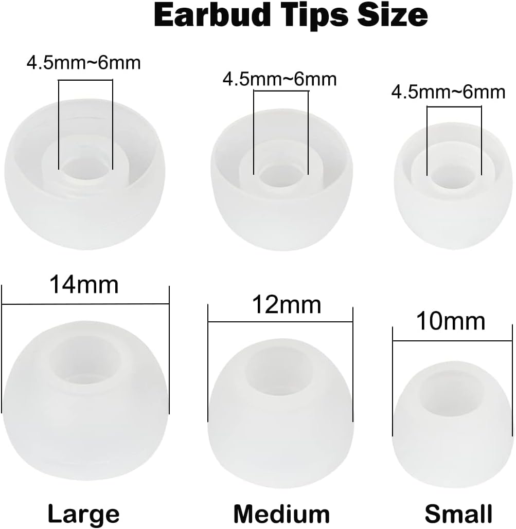 Earbud Tips - 9 Pairs Replacement Ear Tips Compatible With Powerbeats 2/3, LG, Samsung Earbuds - White