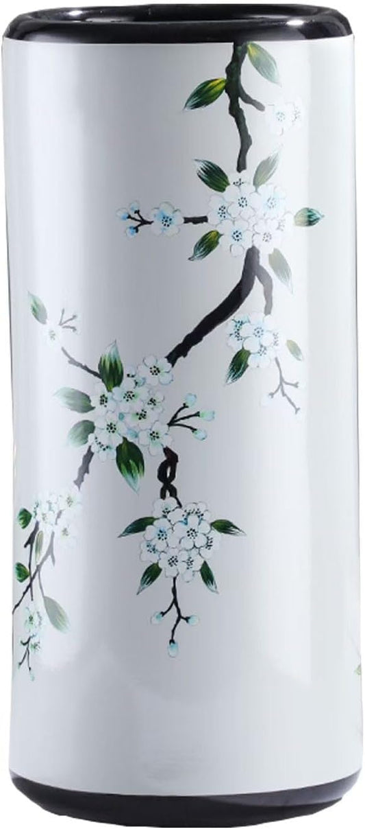 Ceramic Umbrella Stand Umbrella Holder for Entryway Hand-Made Umbrella Stand Barrels Umbrella Holder Cane Floor Standing Vase Ceramic Storage Bucket for Home Office Entrance Indoor.(D)