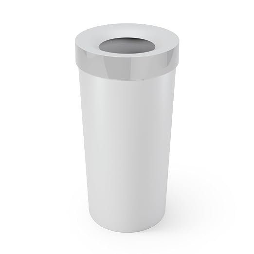 Umbra Vento Kitchen Trash Can – Large 16 Gal (62 L) Open Top Garbage Can for Home & Office – Modern Clean Design, Grey