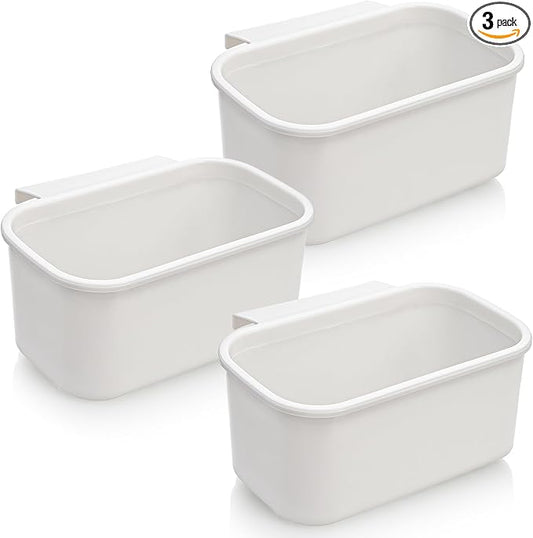 DEAYOU 3 Pack Hanging Cup Holders, Utility Rolling Cart Accessories, Hanging Storage Basket, Pencil Holder Makeup Organizers for Art Craft Supplies, Home, Kitchen, Office, White, 10.2''x5.5''x4.7''