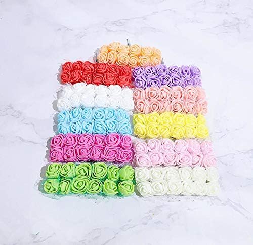 Mini Fake Rose Flower Heads Multicolor Rose Flower 144 pcs for Wedding Scrapbooking Decoration Rose Fake Flower (Light Pink) (Bottom add Gauze) Light Pink