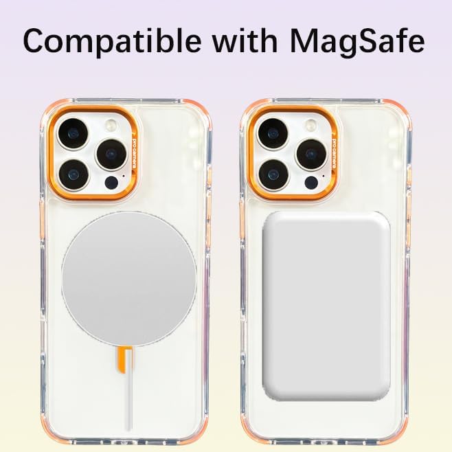 Cases for iPhone 16 Pro Max with 62.99 inch Lanyard Strap, Compatible with MagSafe, Classic Clear&Orange Cover Non-Yellowing, Hands-Free Phone Case Drop&Shockproof, Adjustable Phone Lanyard