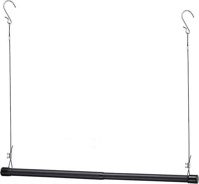 INFLATION Hanging Closet Rod 15-40 Inch Adjustable Width for Stylish Clothes Rack and Hangers, Versatile Black Tension Rod 35 Inch Height Perfect Clothing Organizer for Women, Men, Kids