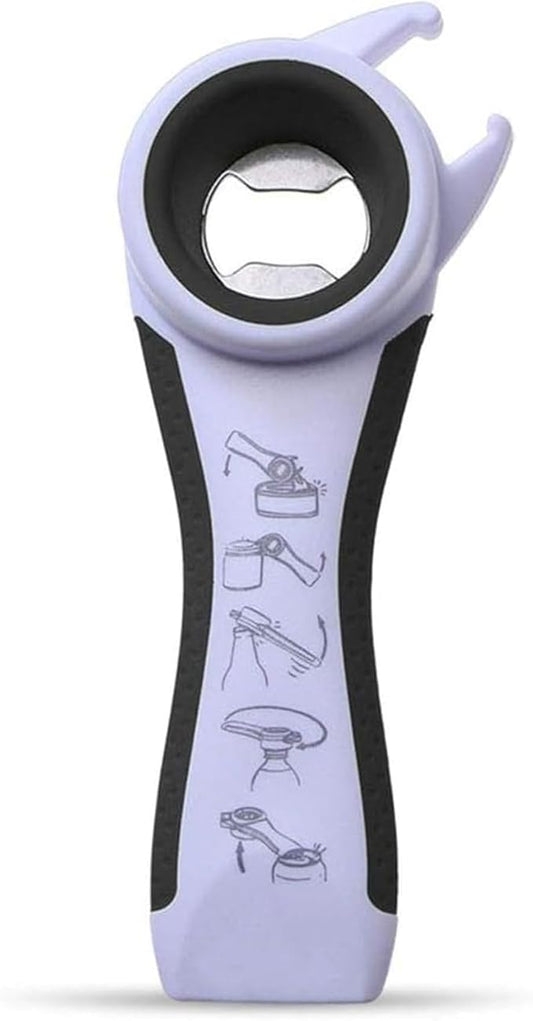 5 in 1 Lids off Jar Opener, Bottle Opener, Ideal For Women, Kids, Seniors - for Multipurpose Kitchen Tool, Easy open. White