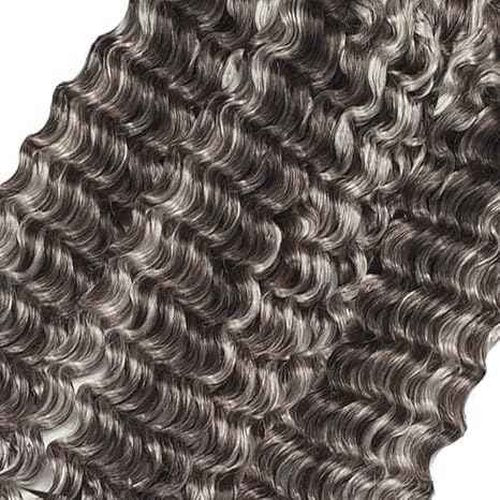 Giginger Bundles Human Hair P4/GREY 24 26 28 inch Deep Wave Human Hair Bundles Highlight Chocolate Grey Unprocessed Quick Weave Soft Sewn In Hair Extensions for Black Women