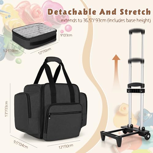 BAFASO Rolling Nail Polish Organizer Holds 144 Bottles, Nail Polish Case with a Detachable Dolly and 3 Removable Cases (Patented Design), Black