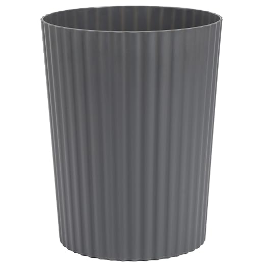 JiatuA Small Trash Can Plastic Wastebasket Round Garbage Container Bin for Bathroom, Kitchen, Bedroom, Home Office, College Dorm, Dark Grey