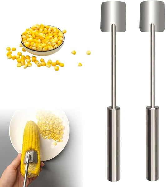 Corn Peeler for Corn on The Cob Stripper Tool, 2025 New Long Handle Stainless Steel Corn Stripper Tool, Quick Corn Kernel Remover Tools for Kitchen Use (2PC)