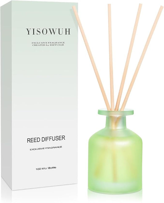 Reed Diffuser - Jasmine Lily 3.38oz (100ml) 1 Pack Essential Oil Reed Diffuser Set with 8 Sticks, Long Lasting Fragrance for Home, Bathroom, Bedroom, Room, Decor