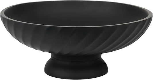 Deobath Large Resin Pedestal Decorative Bowl - Modern Fruit Bowl for Kitchen Counter - Handicraft Bowls for Home Decor - Key Bowl for Entry Table,Matte Black