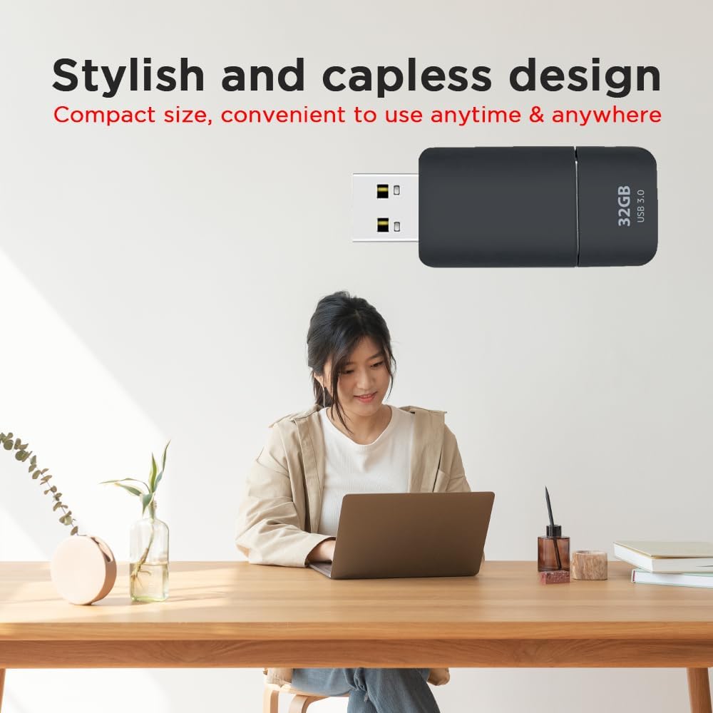 GIGASTONE 32GB Flash Drive (20 Pack) Z60NB USB 3.2 Gen 1, Ultra Fast, Retractable Capless Slider Design, Data Storage, Backup for PC/Mac/TV/Car Audio, USB 2.0/3.0/3.1 Compatible (Random Color)