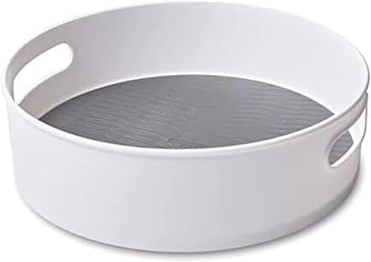 Copco 12 Inch Non-Skid Lazy Susan Turntable Organizer for Cabinet, Kitchen, Pantry, Bathroom - Smooth-Glide Rotating Storage with Raised Rim and Handles