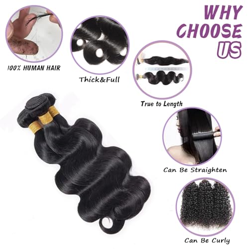 Bundles Human Hair Body Wave 18 20 22 Inch 12A Quick Weave Human Hair Bundles Natural Black Hair Extensions