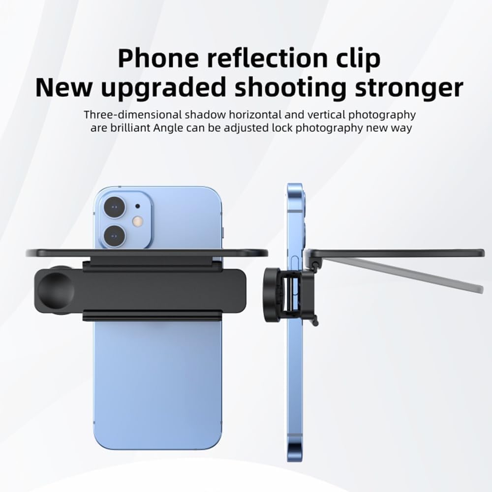 Smartphone Camera Mirror Reflection Clip Kit, Adjustable HD Glass Mirror Effect Lens for Creative Photography, Vertical & Horizontal Phone Selfie Reflector, Portable Photography Accessory (2PCS-Mix)