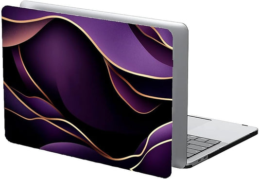 Compatible with MacBook Air 13.3 13.6 Inch Case 2022 2021 2020 2019 Plastic Hard Shell Case Cover,13.3 Air (A1932/A2179/A2337), Purple and Gold Color Line