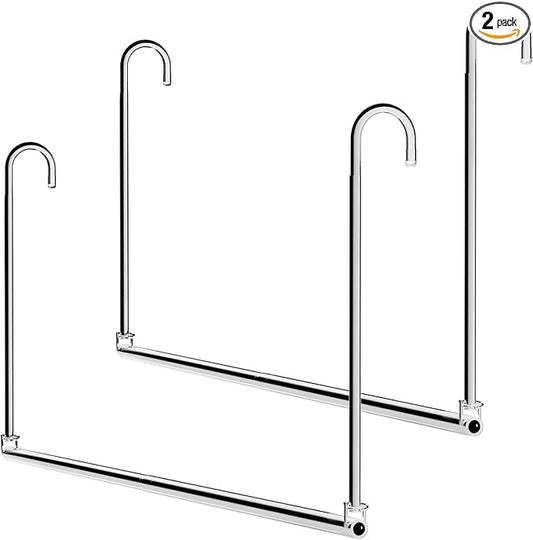 Closet Hanging Rod, Adjustable Width and Height Space-Saving Clothes Hanging Bar, 2 Pack Chrome