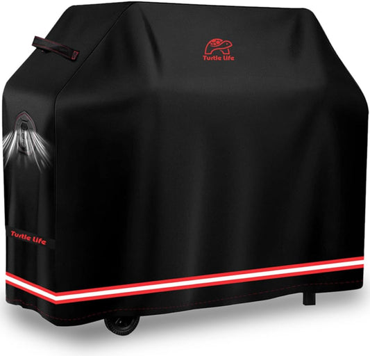 BBQ Grill Cover, 64 Inch Heavy Duty Waterproof 4-6 Burner Barbecue Gas Grill Covers for Weber Genesis Char-Broil Deluxe Royal Gourmet GA Series, Black