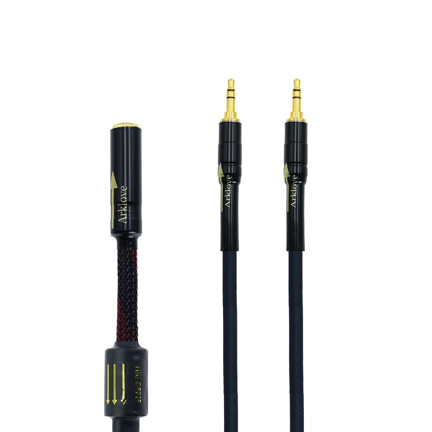 Arklove 25ft Shielded 1/8" aux Input 3.5mm Female to 2X 3.5 Output Splitter Stereo Audio Video Cable Out 3.5 Male to Two 3.5 Male in Dual Speaker Cord 24k Gold Plated