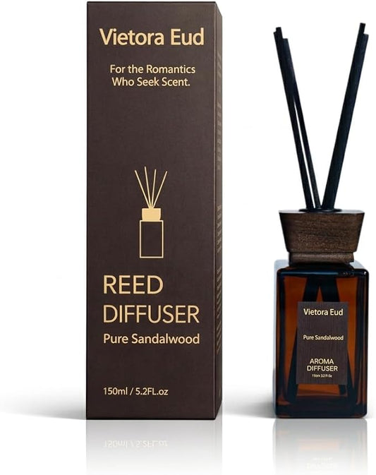 Natural Sandal Wood Reed Diffuser - 5.6 Fl Oz for Home& Office, Bathroom&Shelf Decor| Long Lasting Air Freshener|Gift for Women, Housewarming&Birthday