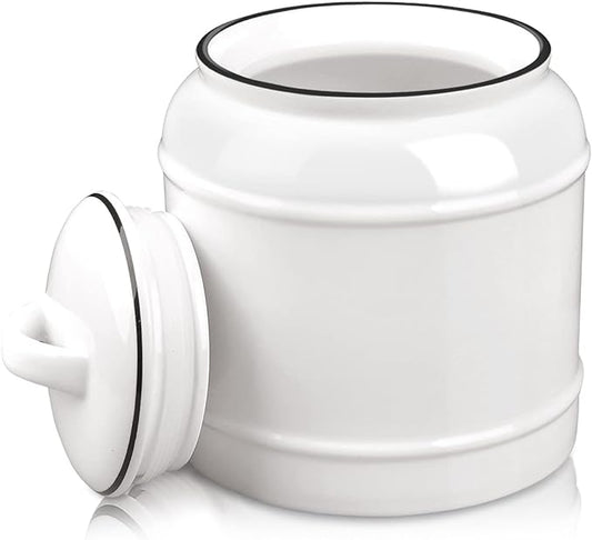 COCOYA 9cup/72oz Ceramic Jar for Dry Food Storage Containers, Airtight Cookie Jar with Lids, Porcelain Ceramic Canister for Kitchen Countertop Pantry Farmhouse Store Flour Sugar Bean Candy (White)