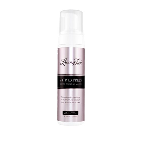 Loving Tan 2 HR Express Self Tanning Mousse, Ultra Dark - Streak Free, Natural, Professional Quality - 5+ Sunless Self Tanner Applications per Bottle, Cruelty Free, Naturally Derived DHA - 6.7 FL Oz