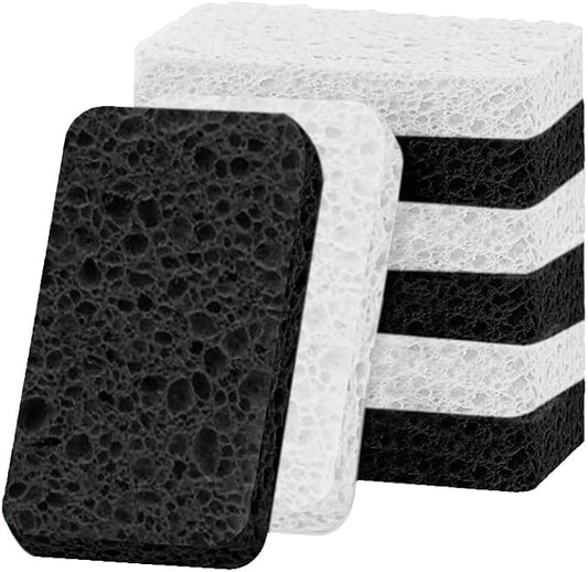 6 - Pack Non-Scratch Scrub Sponges - Sponges for Dishes and Washing Dishes, Cleaning Sponges for Kitchen Home Office, Magical 3D DIY Art and Craft Suppliers（Black&White）