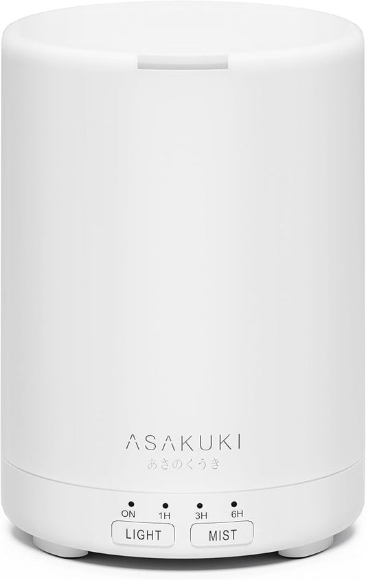 ASAKUKI Essential Oil Diffuser for Home, 300 ml Humidifier with Automatic Shut-Off, Quiet Aromatherapy Diffuser with 7 LED Lights for Living Room, Kitchen, Bedroom, Hotel - Pure White