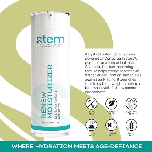 STEM Natural Intelligence ReNew Cream, Daily Face Moisturizer Cream, Luxury Facial Moisturizer for Women and Men, Premium Facial Skin Care Products with Antioxidants, Neck and Face Cream, 1 oz
