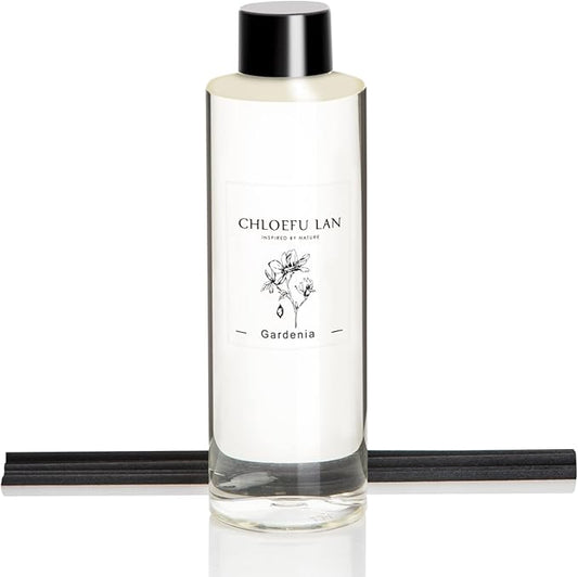 Gardenia Reéd Diffuser Refill 200ml/6.76 fl oz, Natural Essential Scented Oil, Best for Aromatherapy, SPA and Home, 0% Alcohol, A Fresh Clean Scent, Free Set of Diffuser Sticks