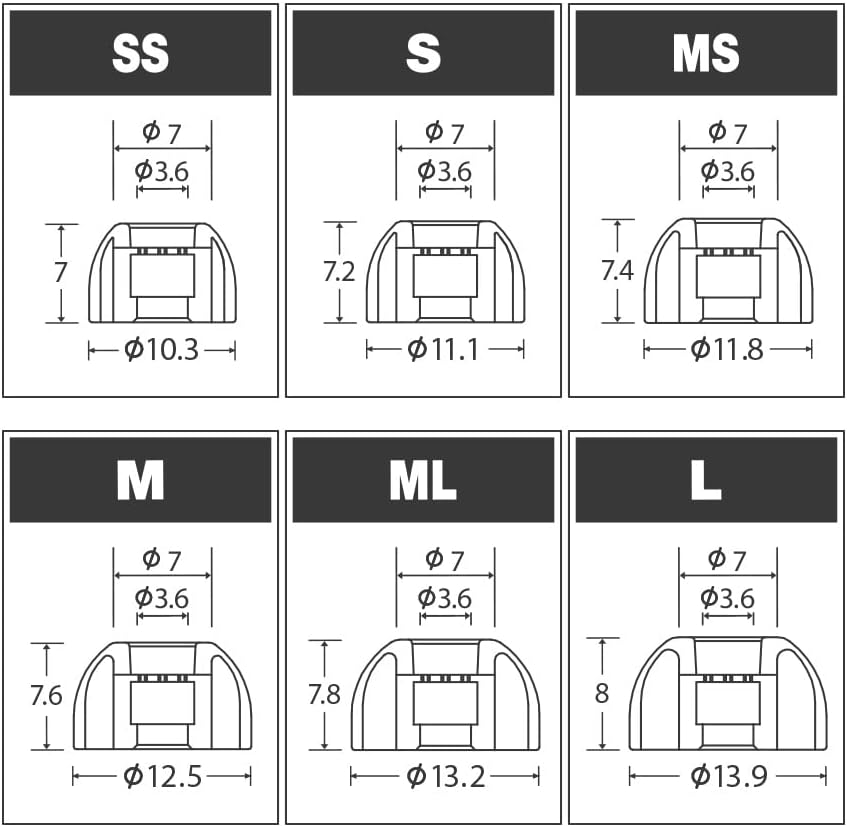 AZLA SednaEarfit MAX Standard (SS) - Earbud Tips for Wireless Headphones - Noise Canceling Earbuds Replacement Tips - Eartips Compatible with Sony, Samsung, Beats, JLab, Sennheiser, Shure